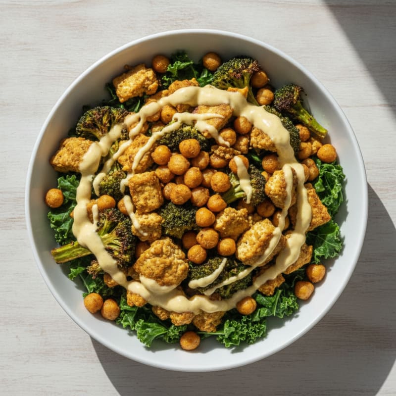 Roasted Vegetable Buddha Bowl with Tahini Dressing