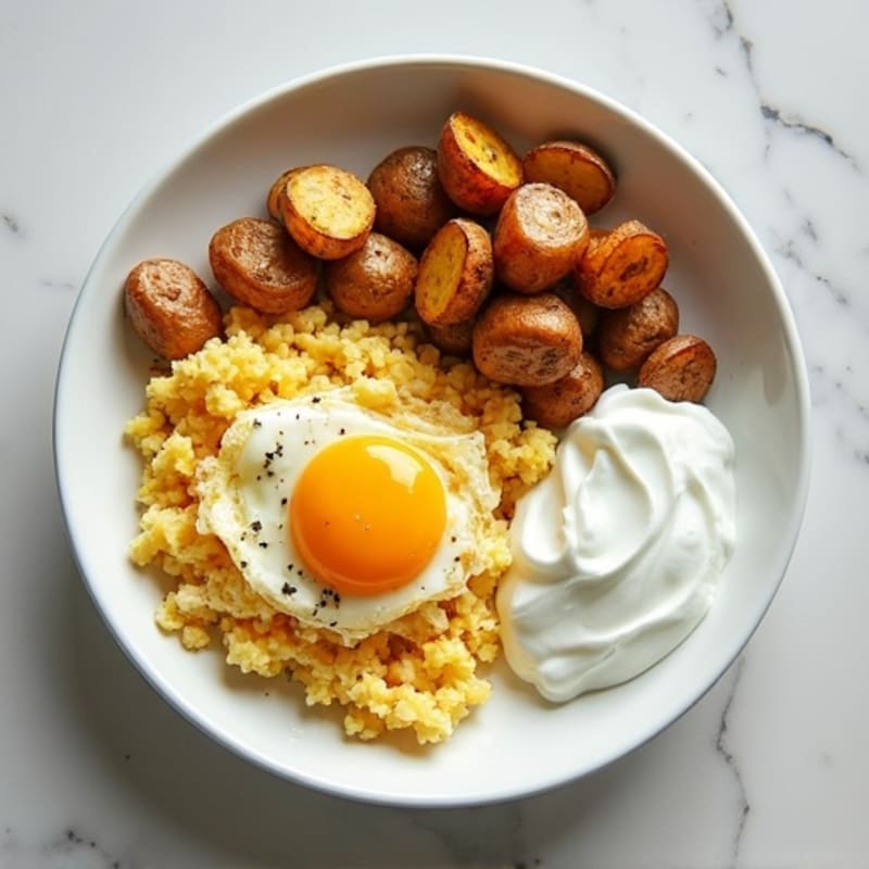 Egg White Scramble with Roasted Potatoes and Greek Yogurt