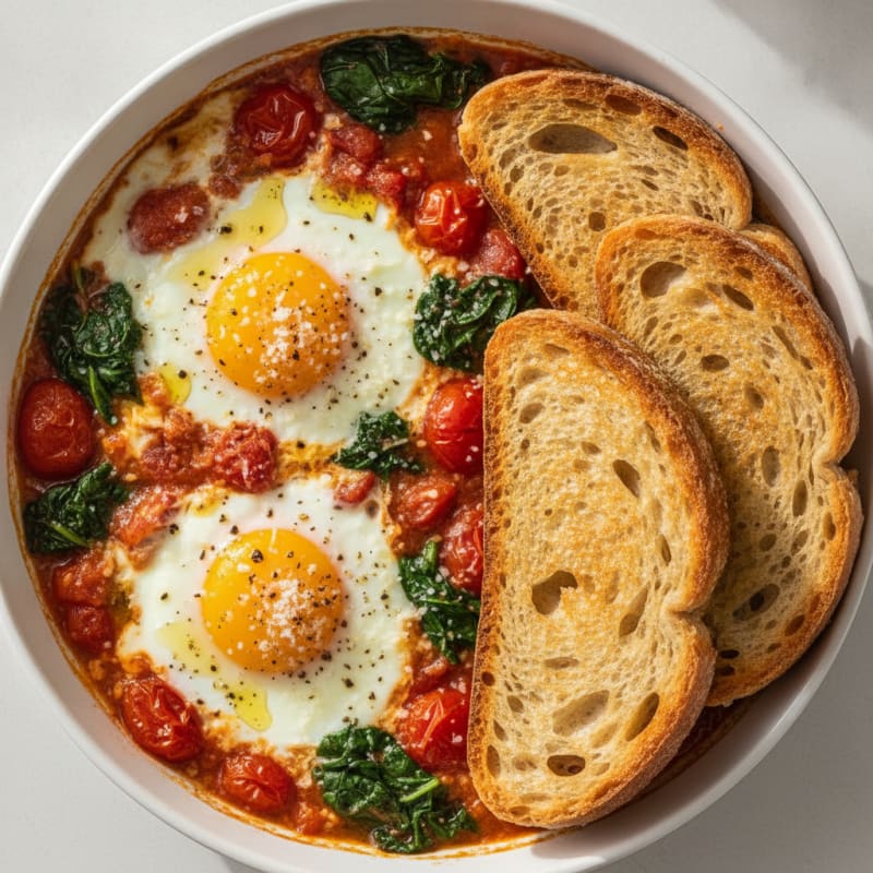 Baked Eggs with Sourdough Toast