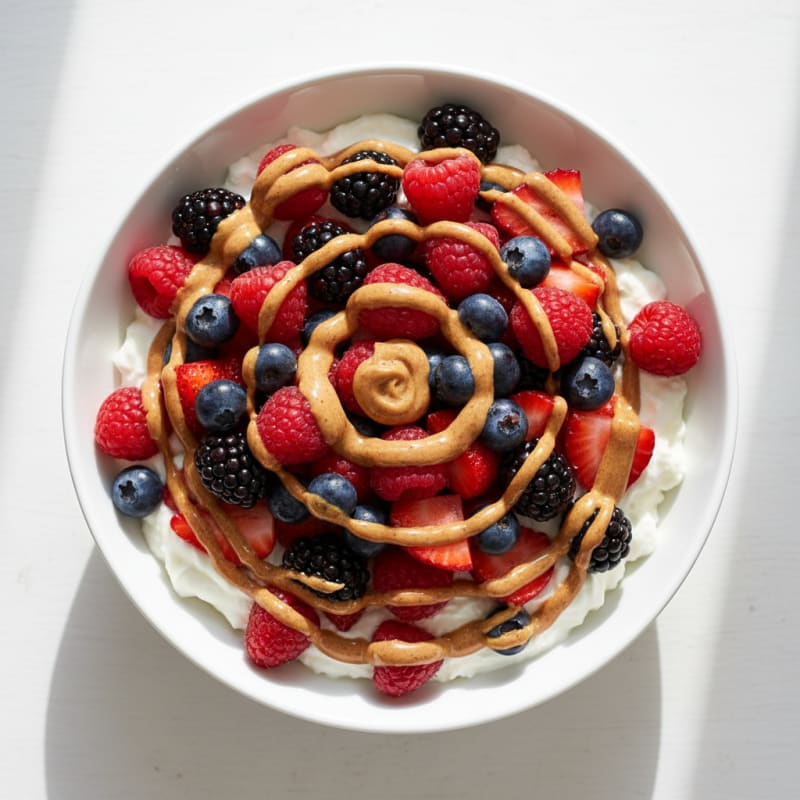 Creamy Greek Yogurt Protein Bowl with Mixed Berries and Almond Butter
