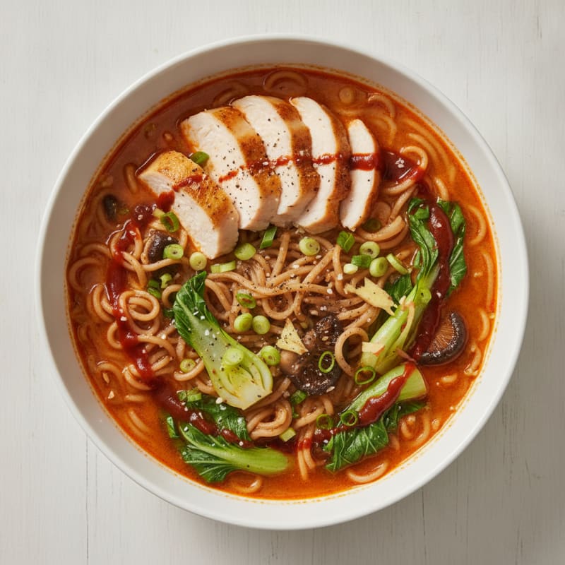 Sriracha Chicken Ramen Soup