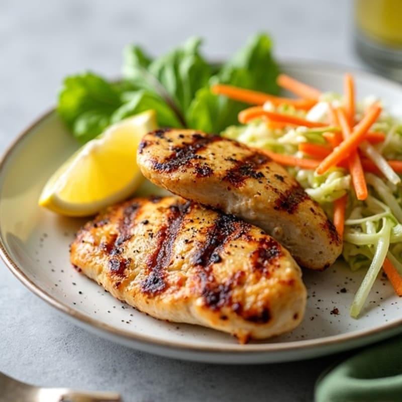 Grilled Chicken Breast with Crunchy Cabbage Slaw
