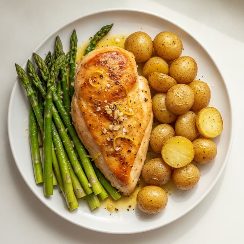 Lemon Herb Roasted Chicken with Asparagus