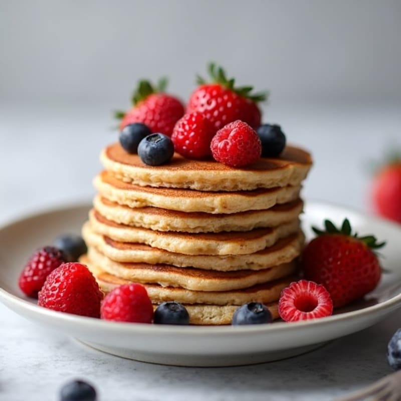 Fluffy Protein Oat Pancakes with Fresh Berries