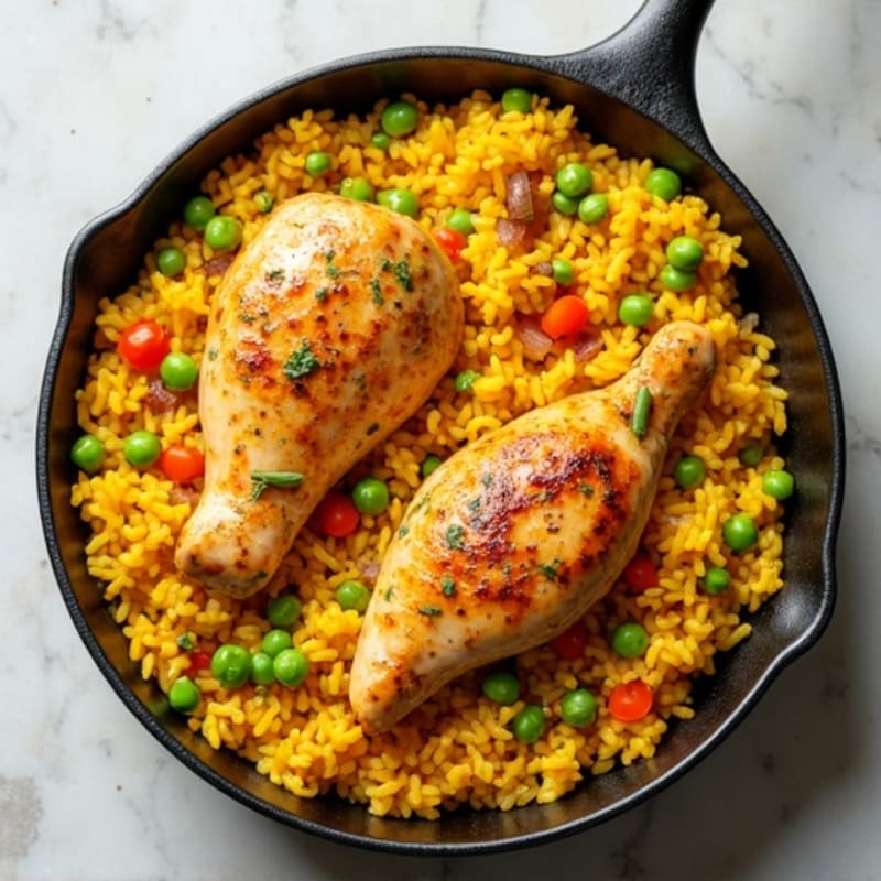 Saffron Chicken and Yellow Rice Skillet