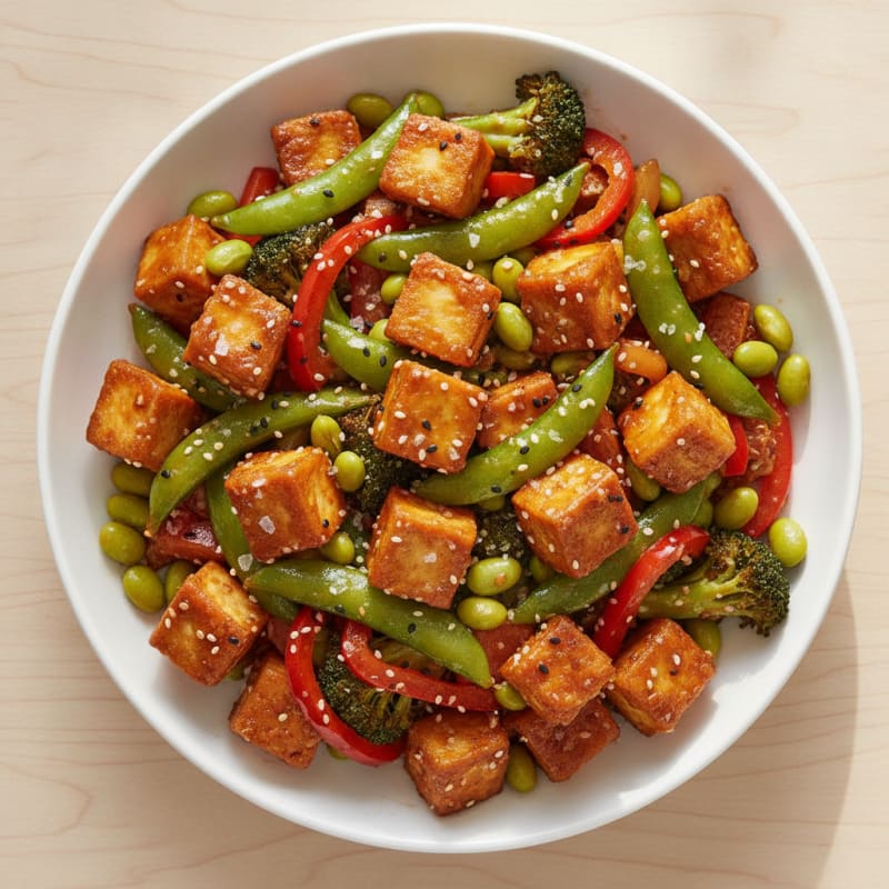 Sesame Tofu Stir-Fry with Mixed Vegetables