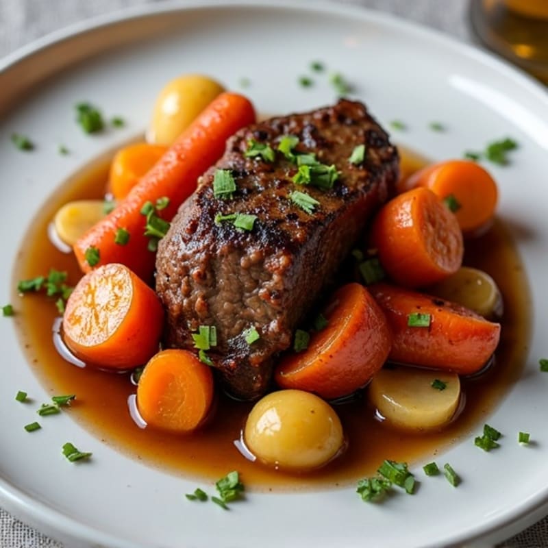 Tender Slow-Cooked Beef Pot Roast with Roasted Root Vegetables