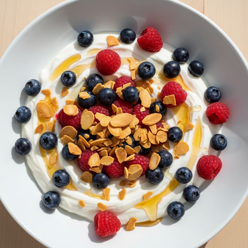 Greek Yogurt Bowl with Mixed Berries and Toasted Almonds