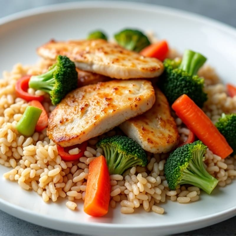 Chicken and Crispy Vegetable Brown Rice Stir-Fry