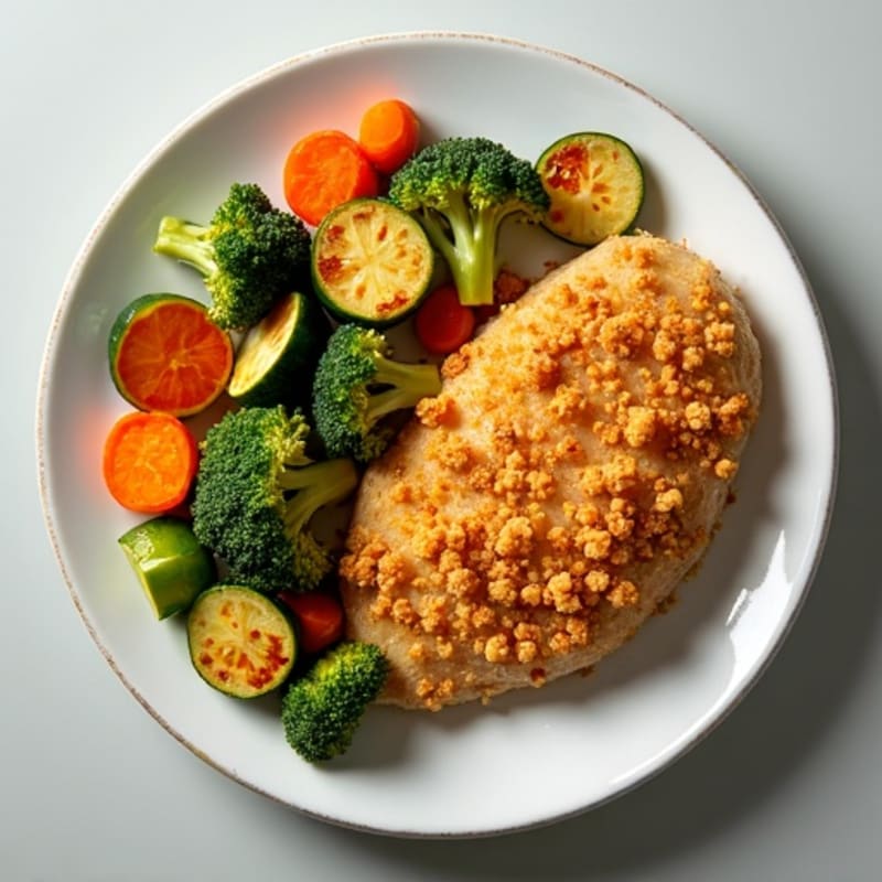 Crispy Buttermilk Baked Chicken with Roasted Vegetables