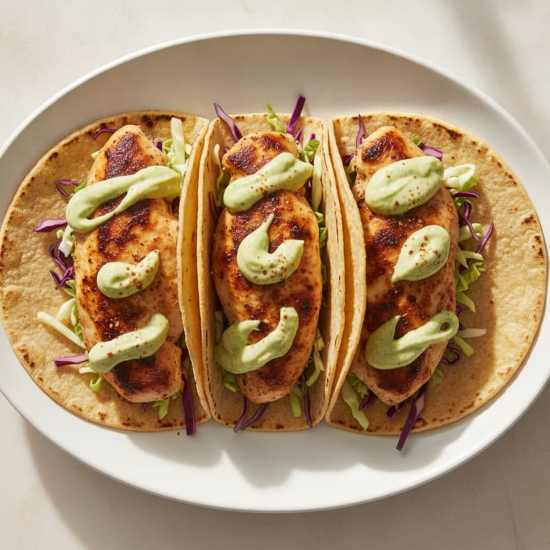 Chicken Tacos with Avocado Crema