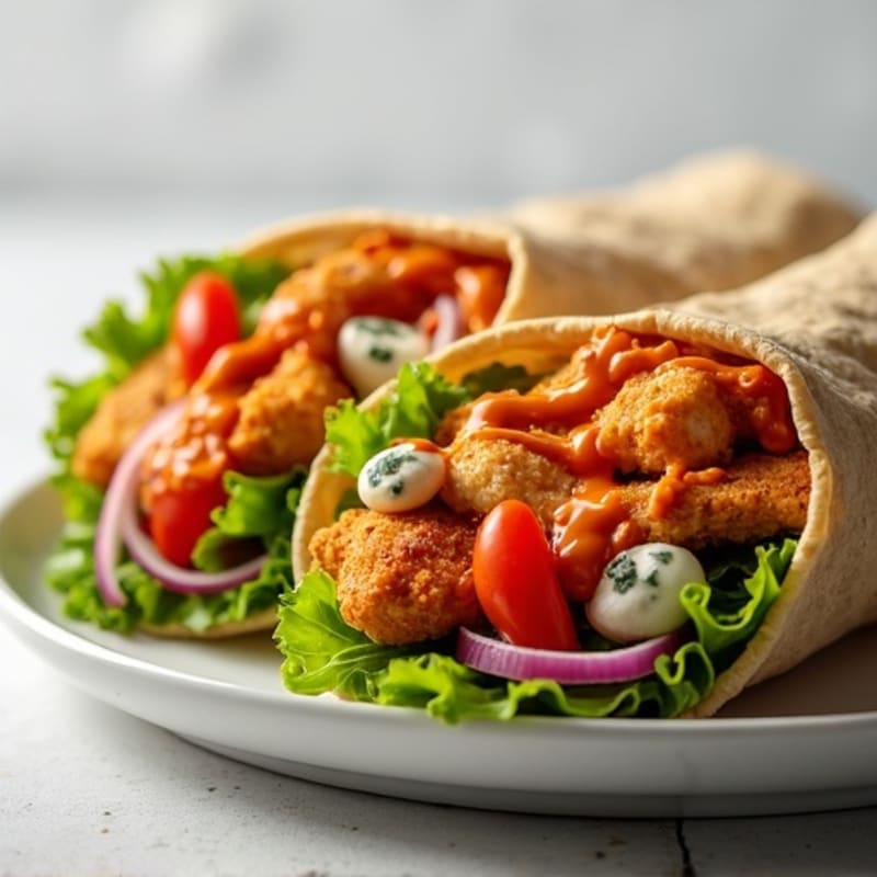 Crispy Buffalo Chicken Wrap with Fresh Veggies