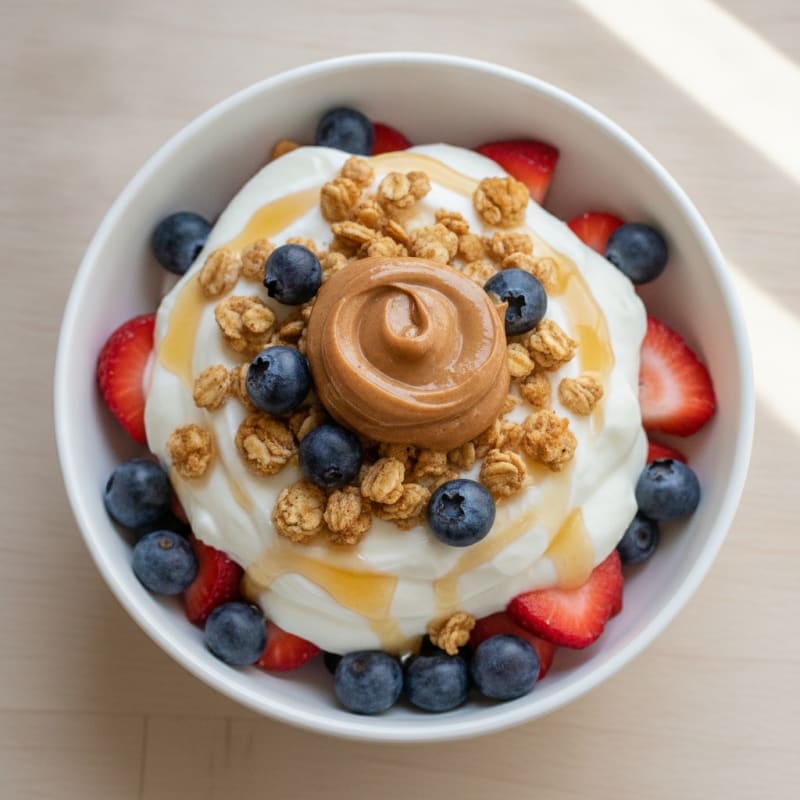 Creamy Greek Yogurt Parfait with Mixed Berries and Almond Butter