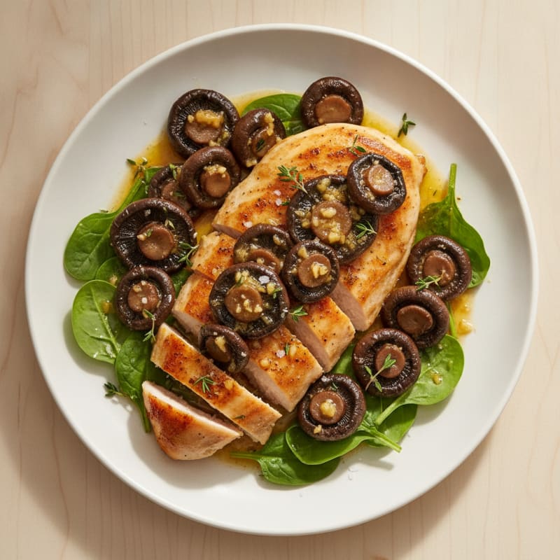 Roasted Garlic Butter Mushrooms with Pan-Seared Chicken