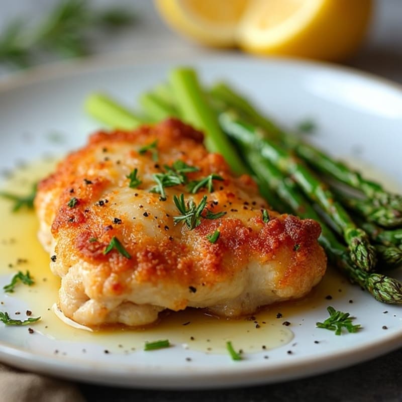 Crispy Lemon-Herb Chicken Thighs with Roasted Asparagus