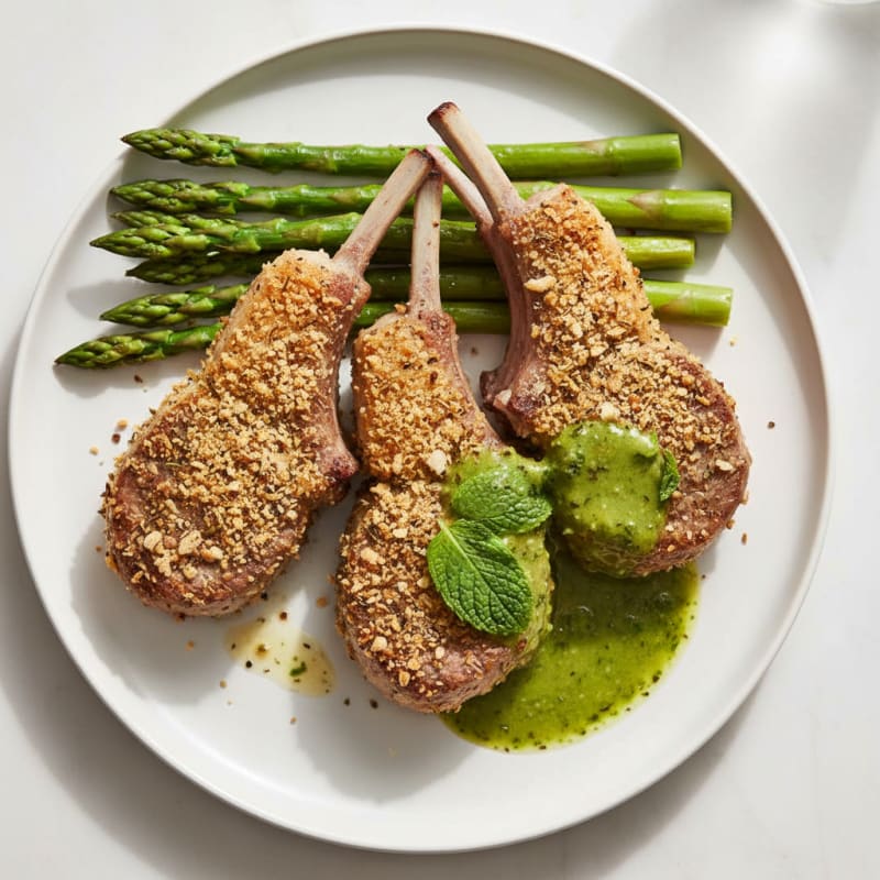Tender Herb-Crusted Lamb Chops with Zesty Mint Sauce