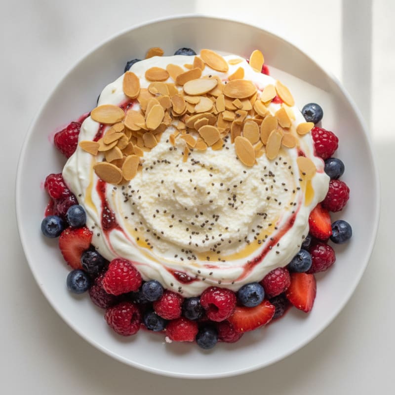 Greek Yogurt Protein Parfait with Mixed Berries