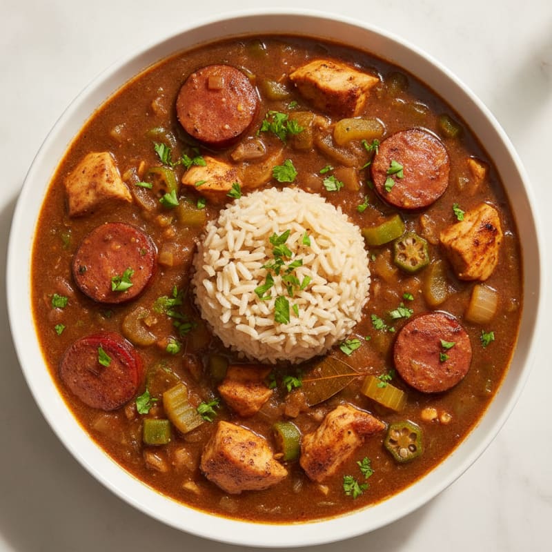 Spicy Creole Chicken and Sausage Gumbo