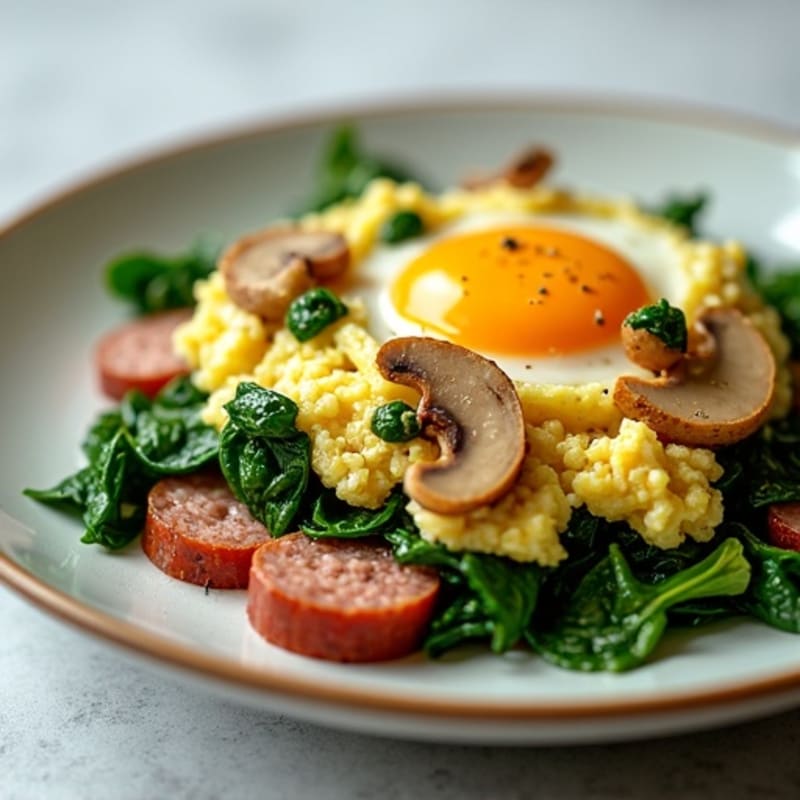 Hearty Spinach and Mushroom Egg Scramble