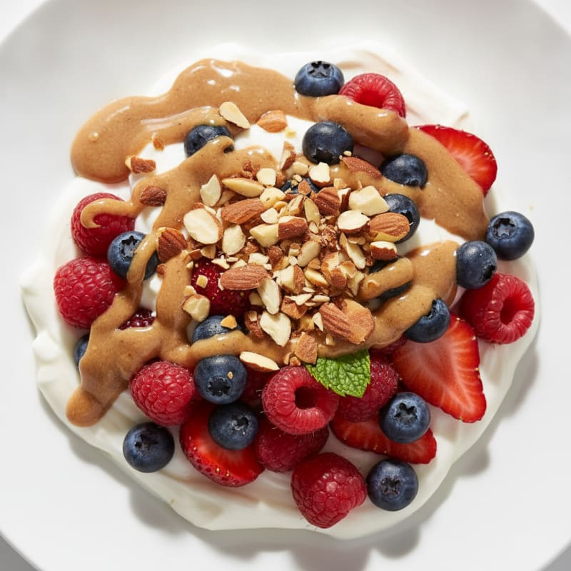 Greek Yogurt Parfait with Mixed Berries and Almond Butter