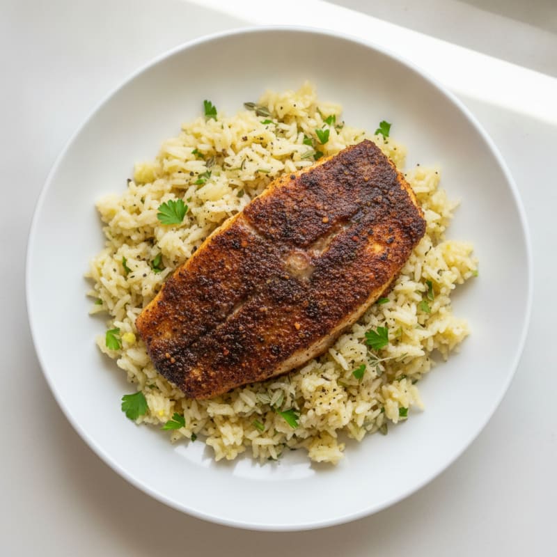 Blackened Catfish with Lemon-Herb Rice