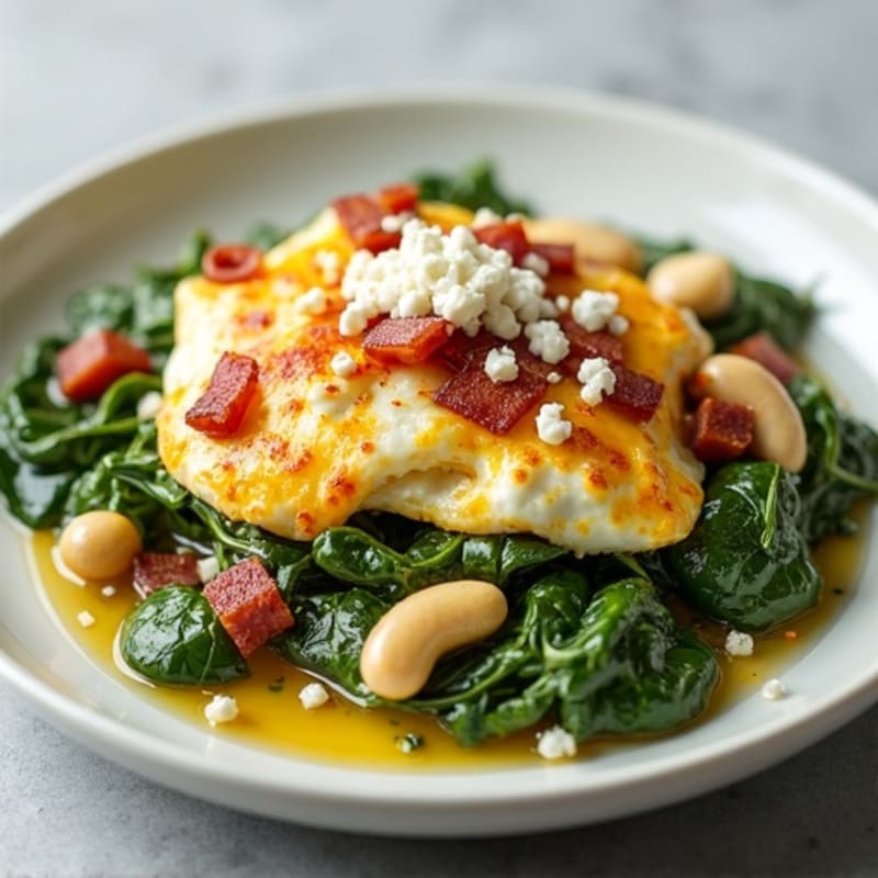 Egg White Spinach Scramble with Turkey Bacon