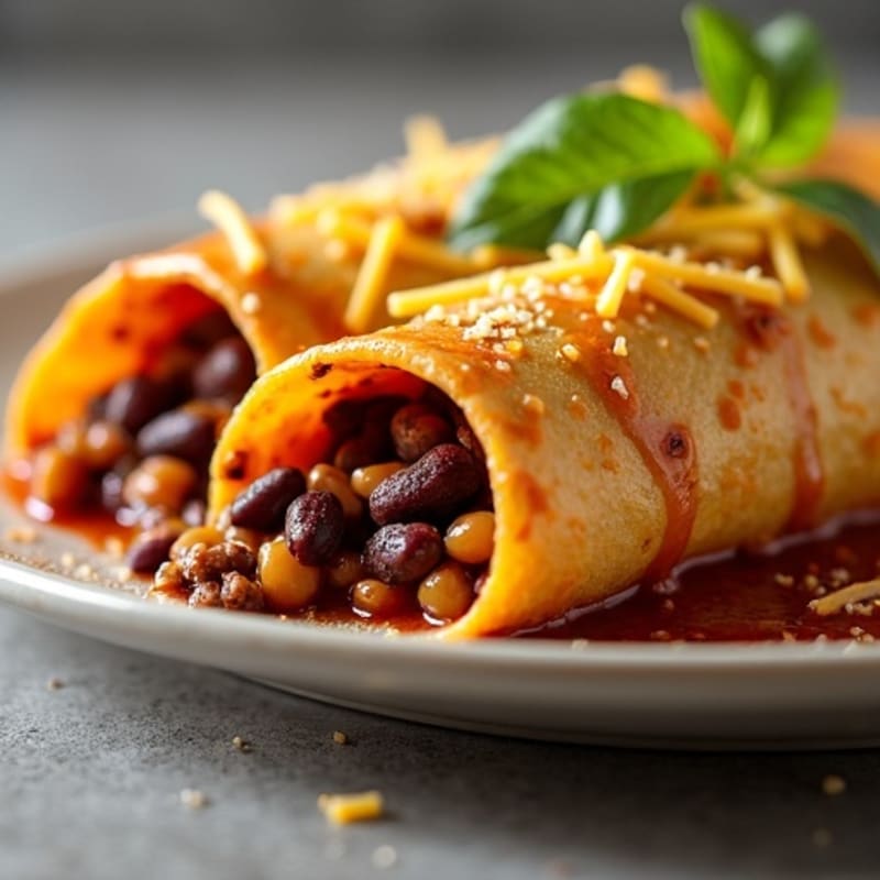Lean Ground Beef and Black Bean Cheesy Enchiladas