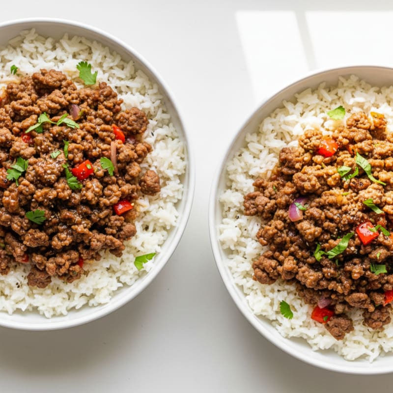 Tender Spiced Beef and Rice Bowls