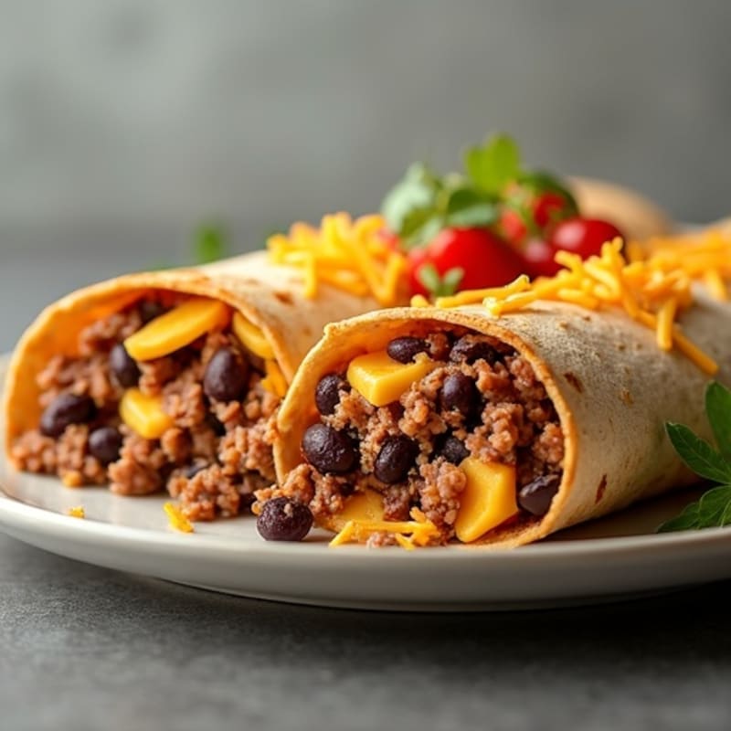 Creamy Cheesy Lean Beef and Black Bean Baked Tortillas