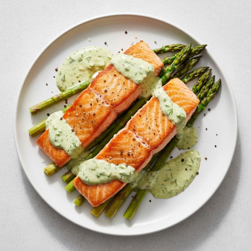 Golden Pan-Seared Salmon with Lemon-Dill Sauce