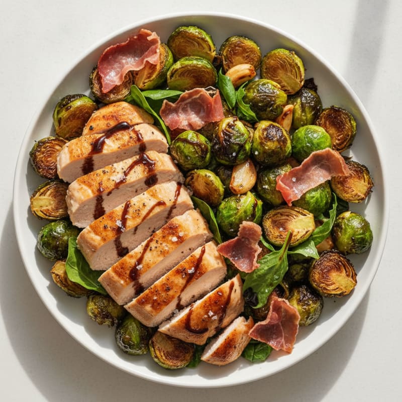 Balsamic Glazed Brussels Sprouts with Prosciutto