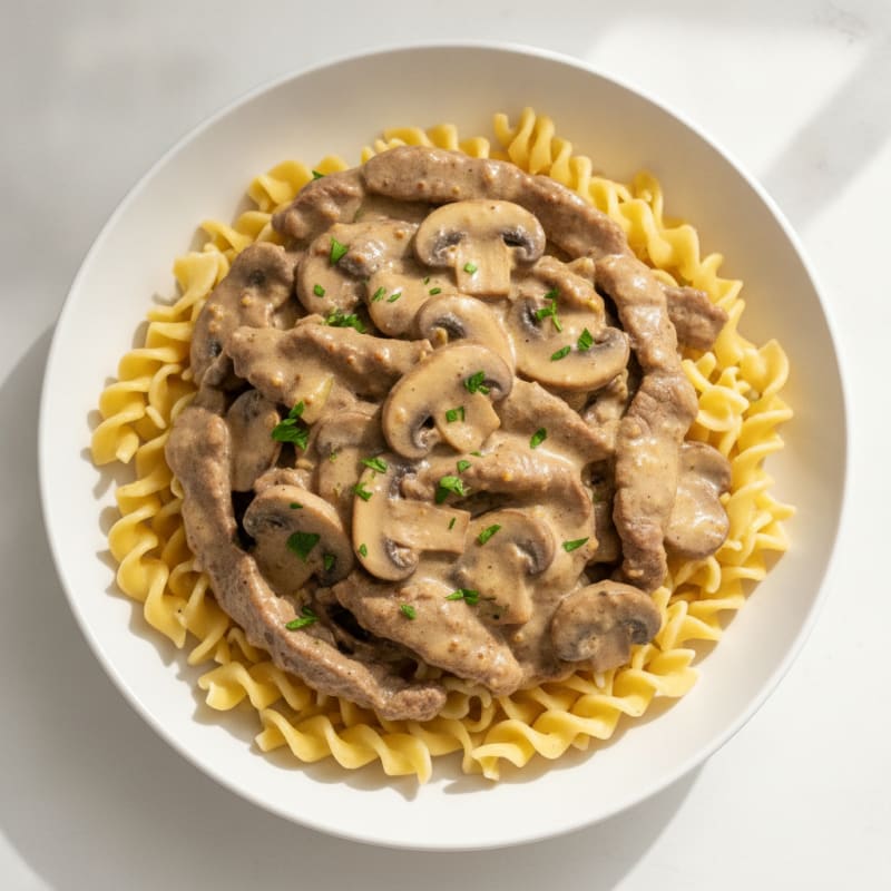Classic Beef Stroganoff with Egg Noodles