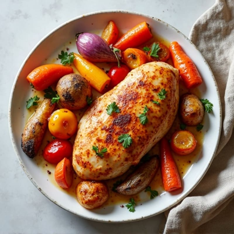 Sheet Pan Harissa Chicken with Roasted Root Vegetables