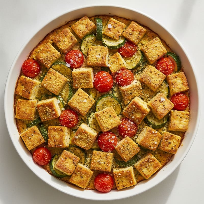 Mediterranean Wild Garlic Tofu Bake