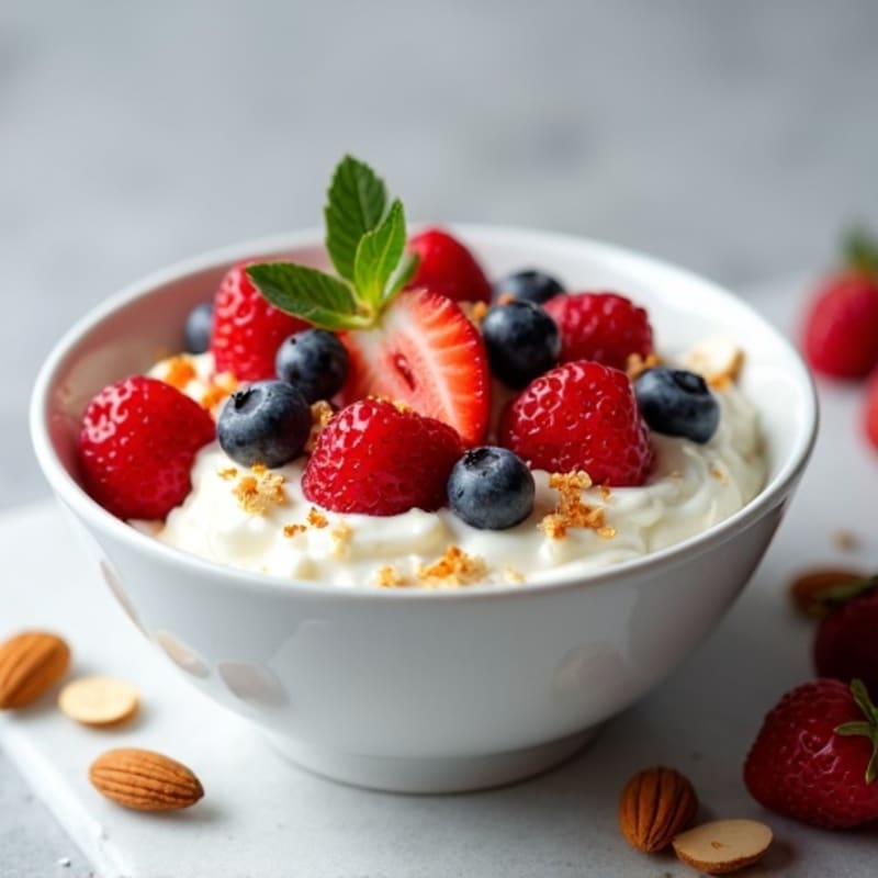Creamy Cottage Cheese with Fresh Berries and Crunchy Almonds