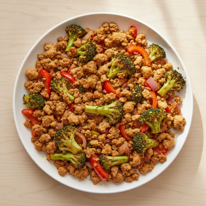 Ground Turkey Roasted Broccoli Medley