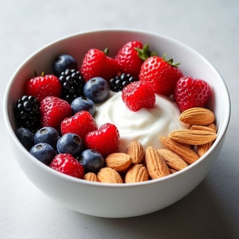Cottage Cheese Berry Bowl with Almonds