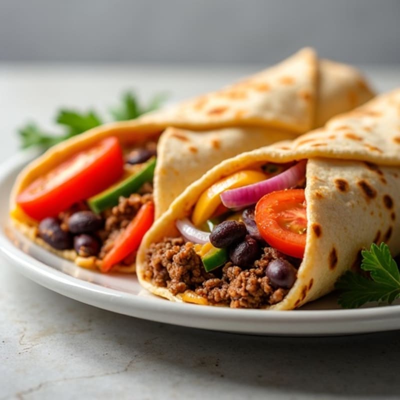 Cheesy Lean Ground Beef and Black Bean Baked Wraps