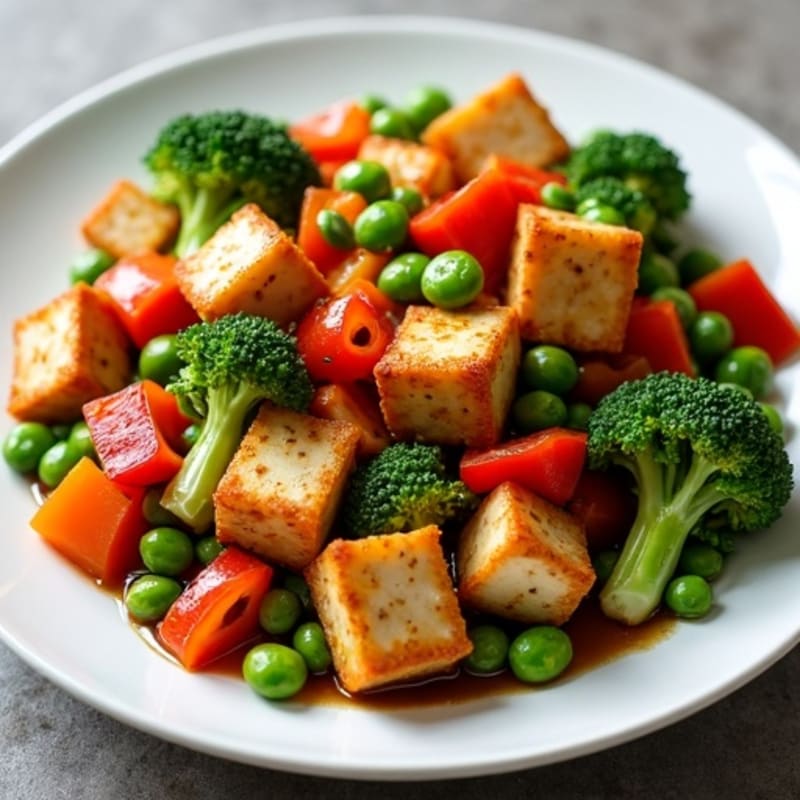 Crispy Maple Glazed Tempeh and Fresh Vegetable Stir-Fry