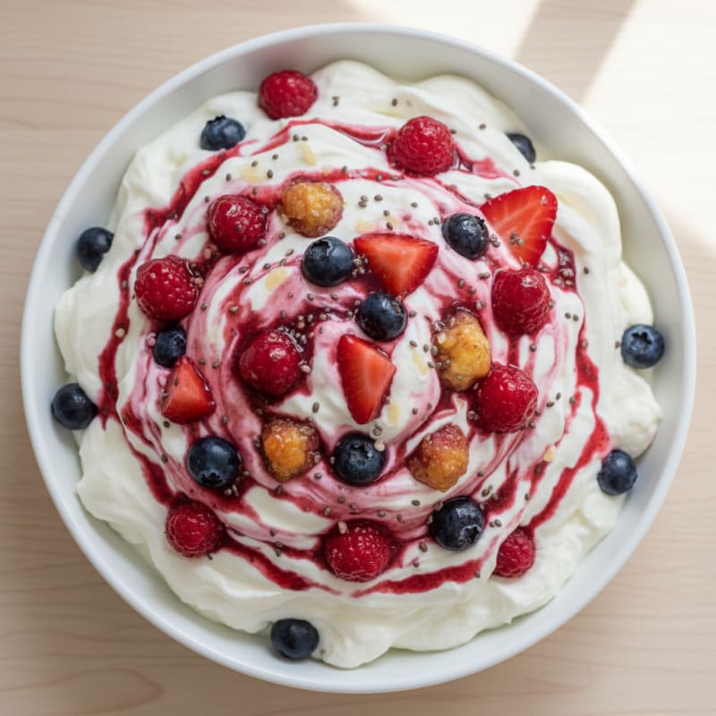 Greek Yogurt Protein Mousse with Mixed Berries