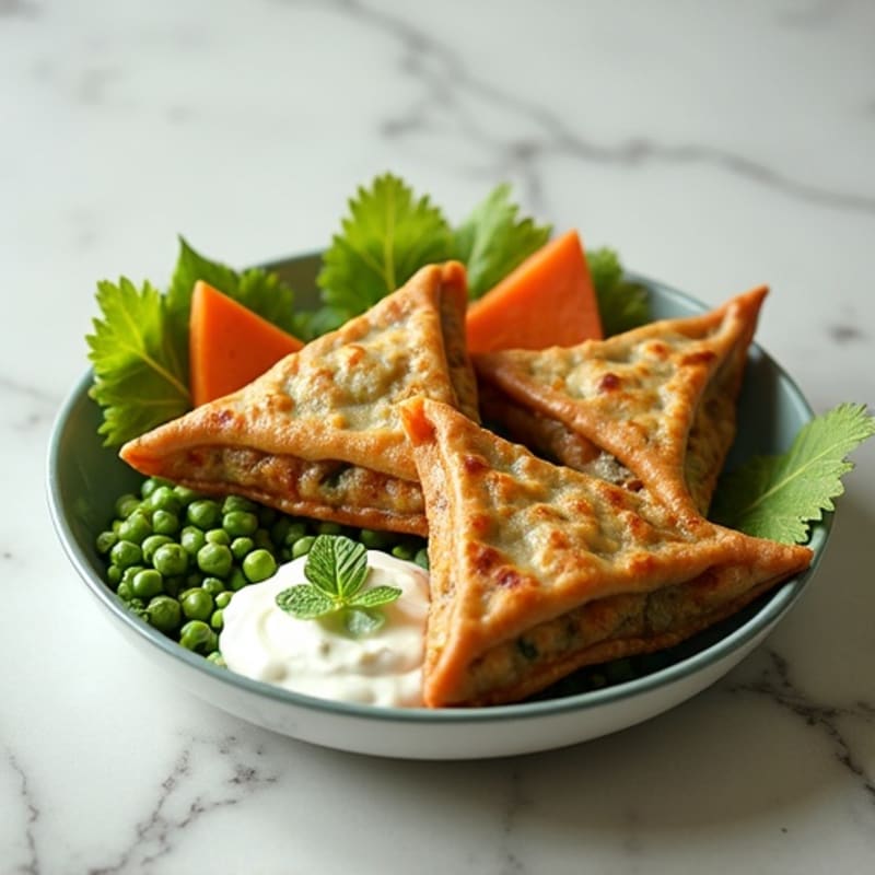 Baked Lentil-Vegetable Samosas with Fresh Mint Chutney