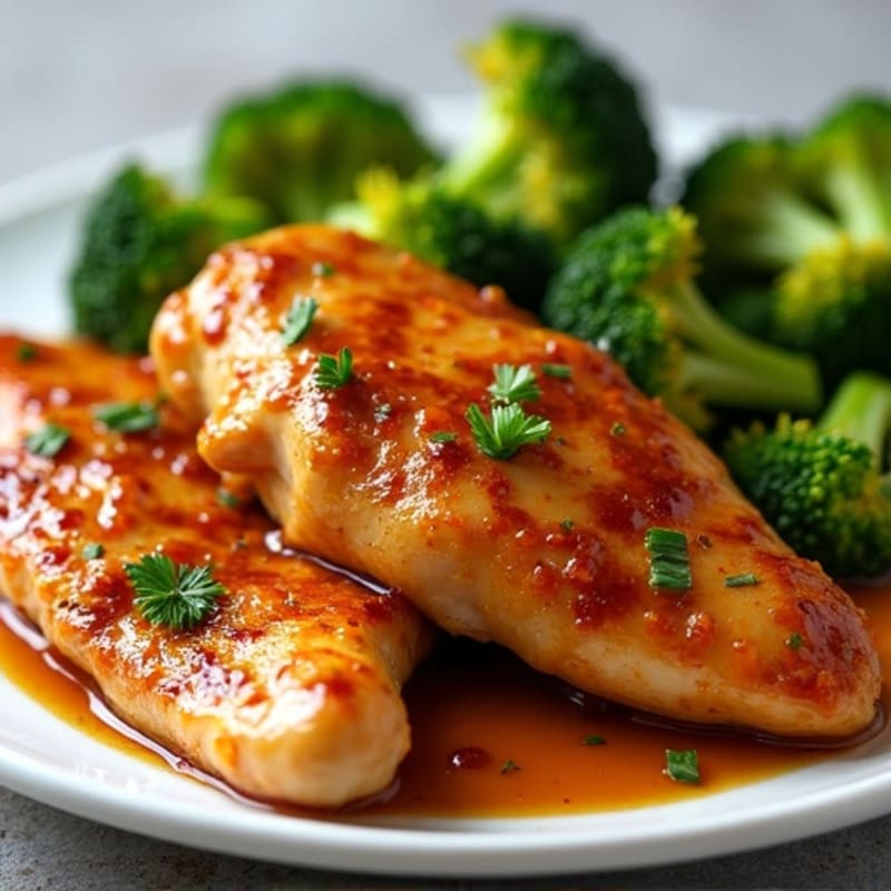 Sticky Honey Garlic Chicken with Roasted Broccoli
