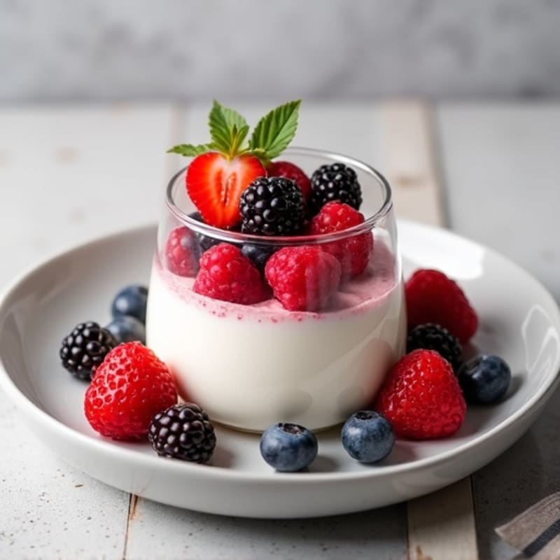 Greek Yogurt Protein Mousse with Mixed Berries