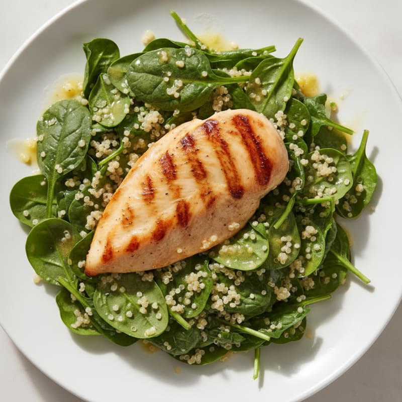 Grilled Chicken Breast with Spinach and Quinoa Salad