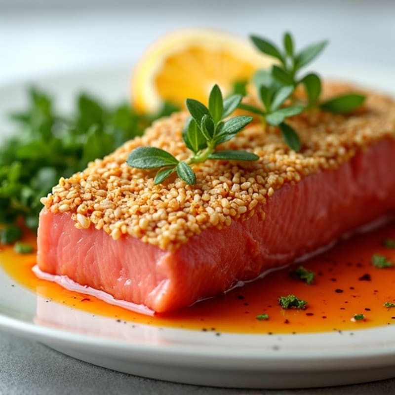 Sesame-Crusted Seared Tuna with Spicy Citrus Sauce