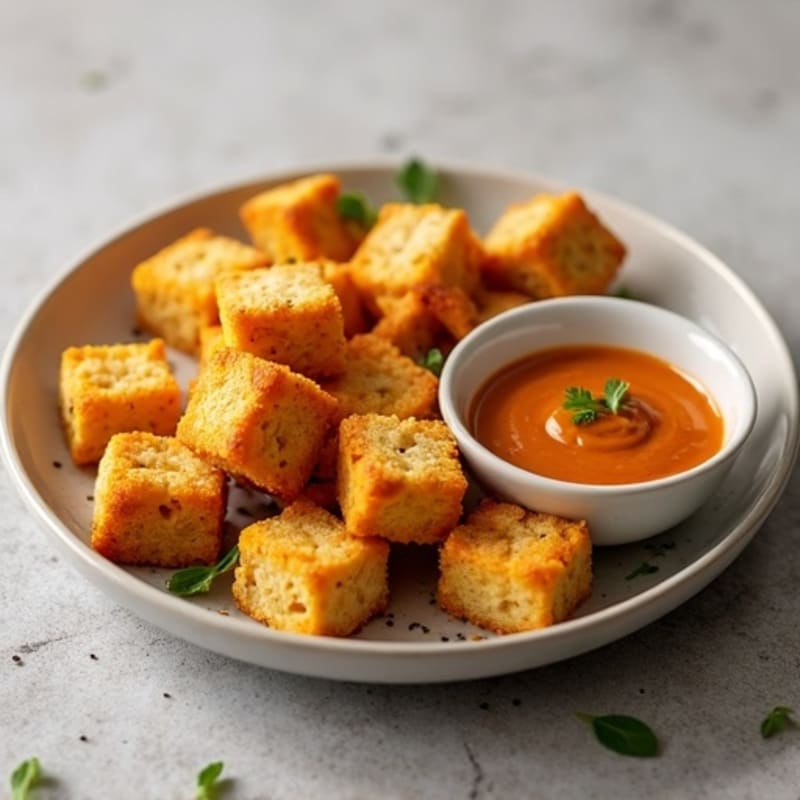 Crispy Baked Tofu Bites with Spicy Peanut Dip