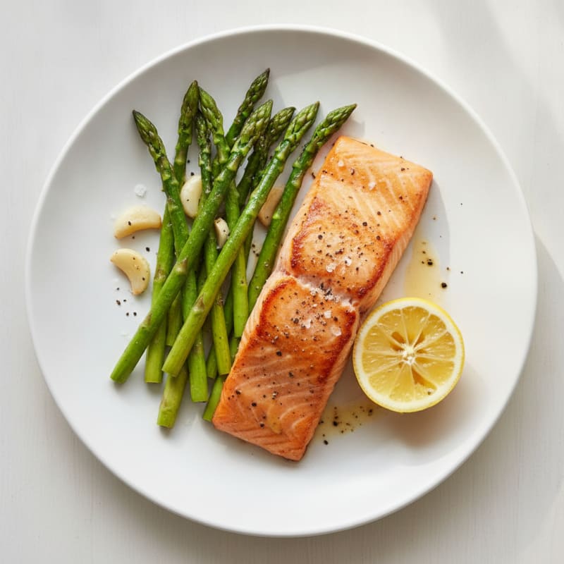 Pan-Seared Salmon with Roasted Asparagus