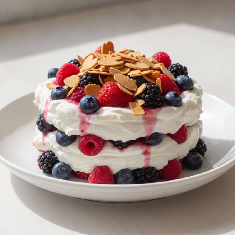 Greek Yogurt Protein Parfait with Mixed Berries and Almonds