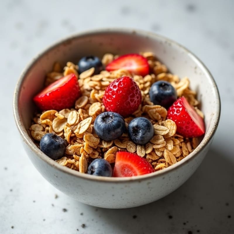 Crunchy Maple Almond Granola with Fresh Berries