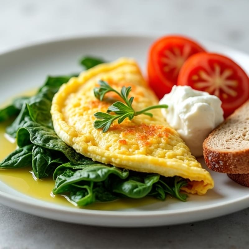 Egg White Spinach Omelette with Cottage Cheese